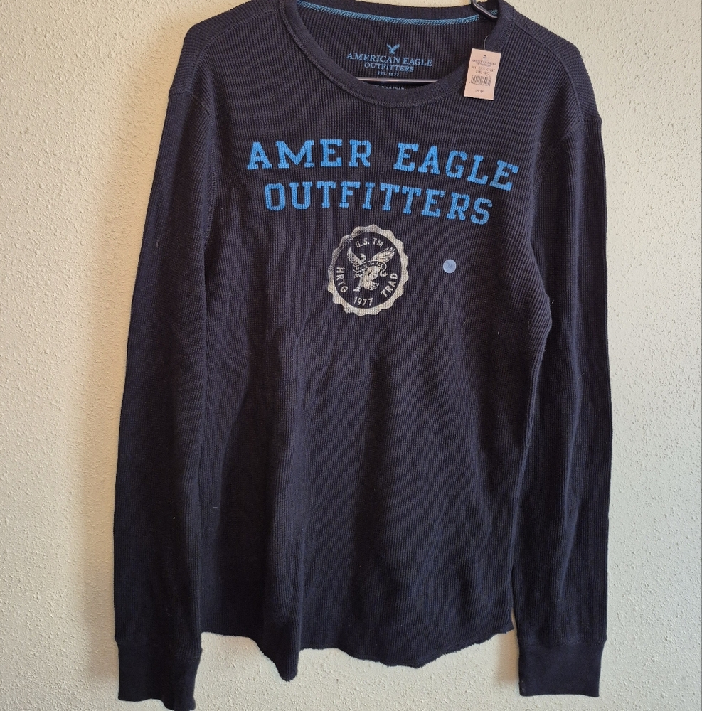 American Eagle Navy Long Sleeve Shirt Medium NWT